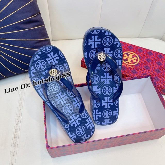 TORY BURCH2021年夏季新款女款坡跟人字拖TB官方春夏季主打款女士人字拖 dx2360